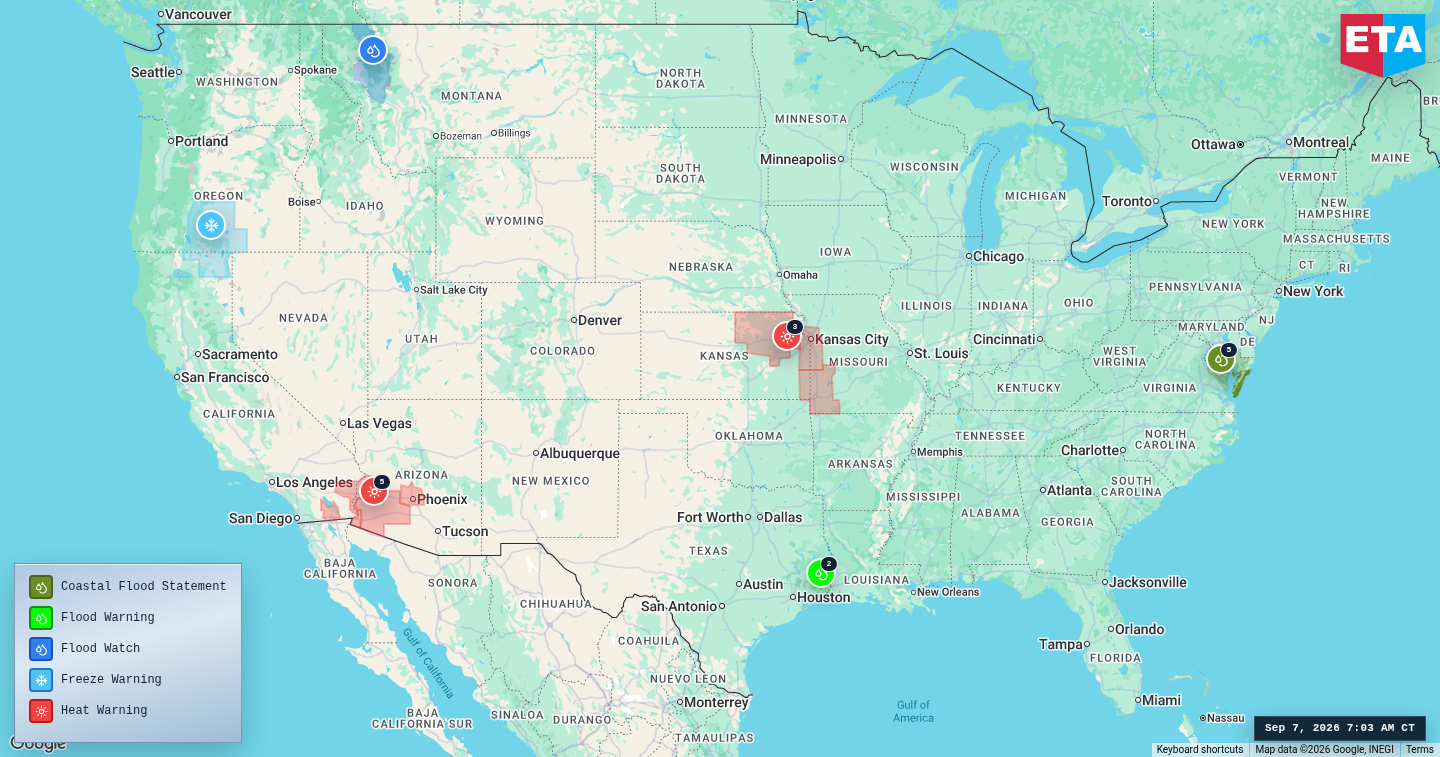 U.S. freight weather impact map