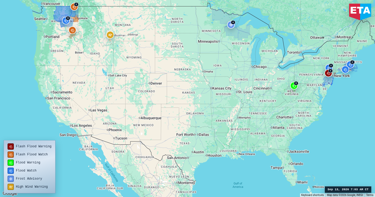 U.S. freight weather impact map