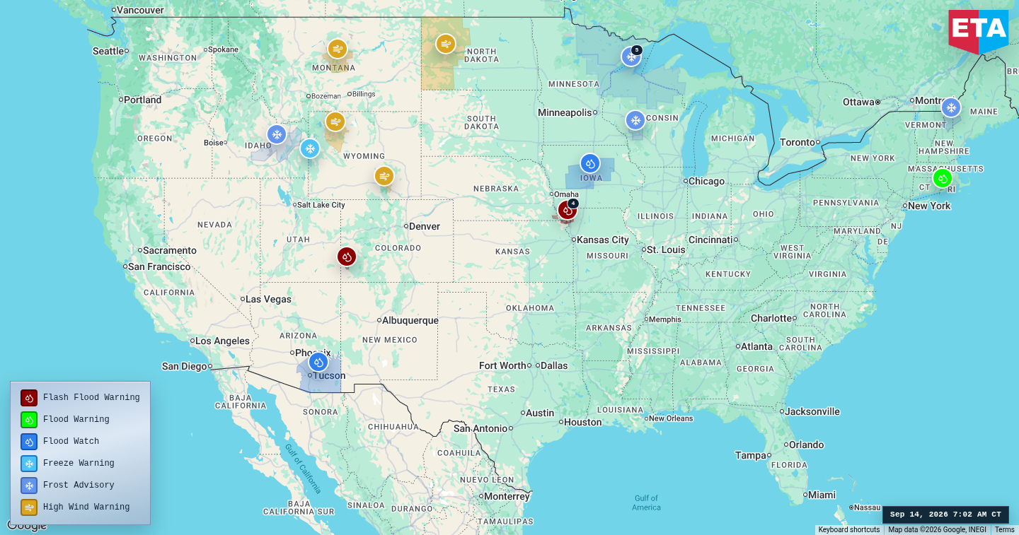 U.S. freight weather impact map