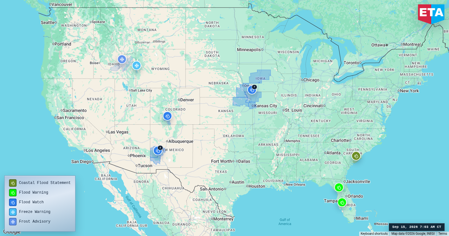 U.S. freight weather impact map