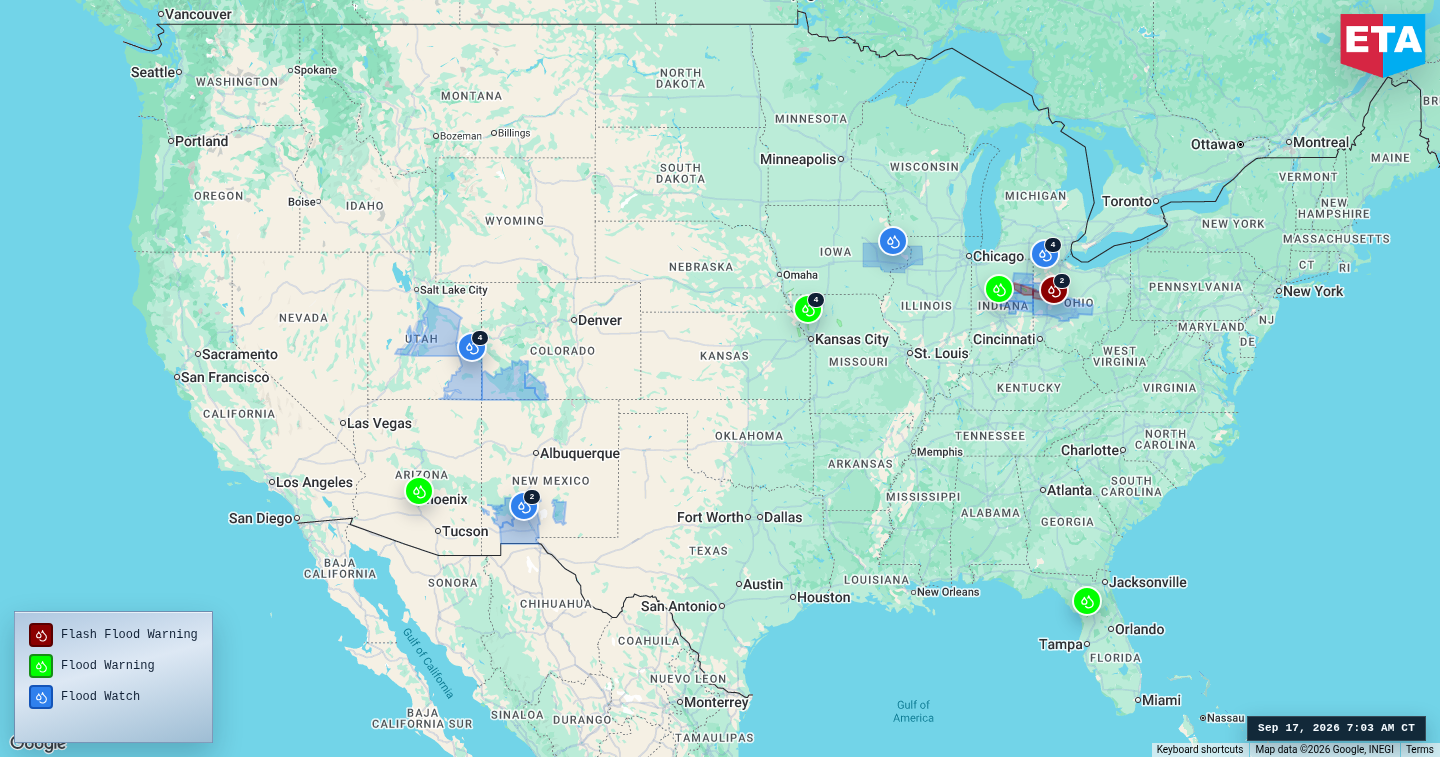 U.S. freight weather impact map
