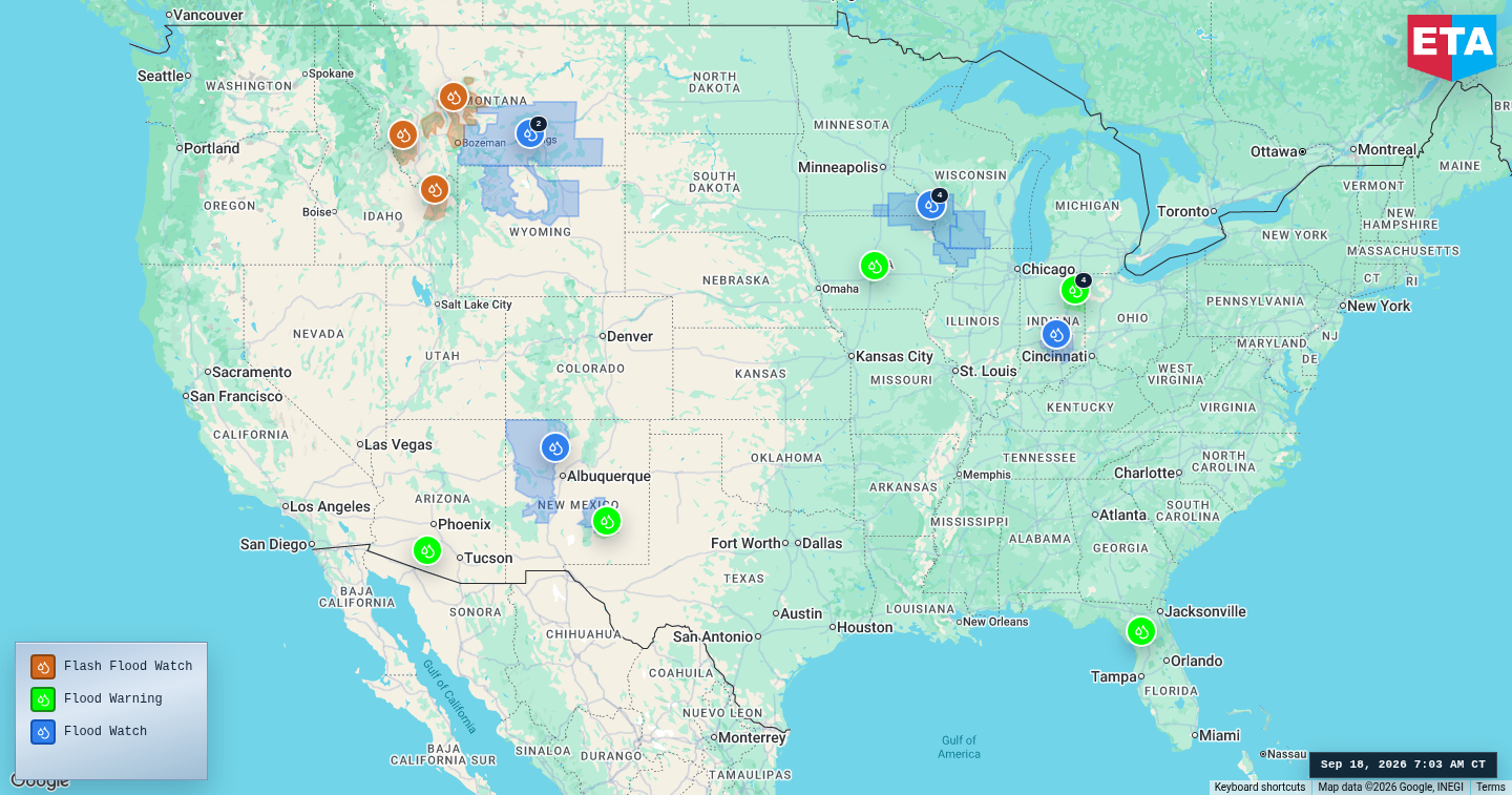 U.S. freight weather impact map