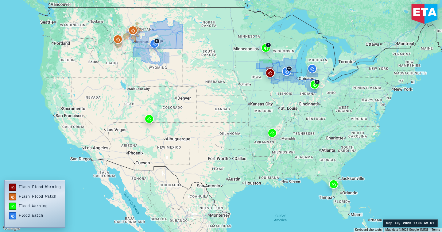 U.S. freight weather impact map