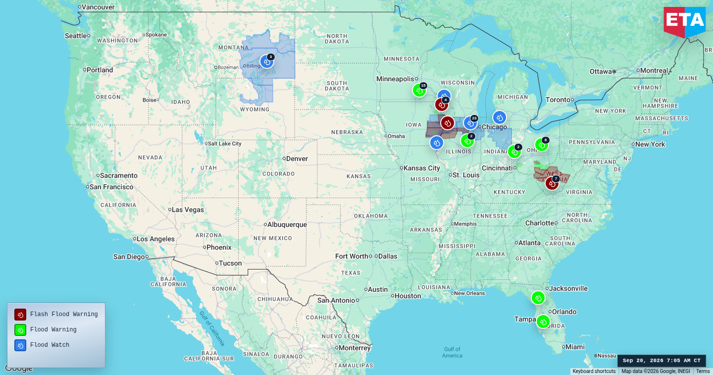 U.S. freight weather impact map