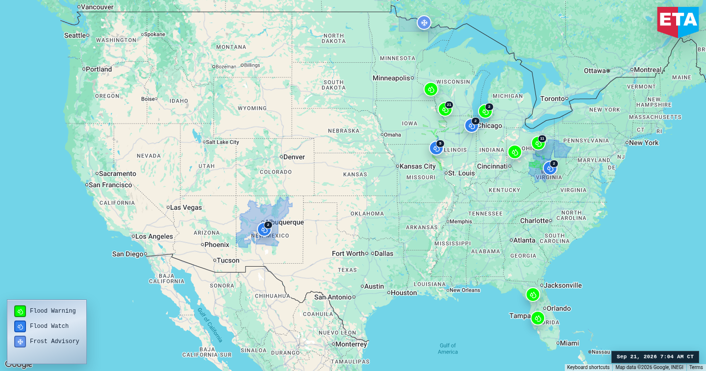U.S. freight weather impact map