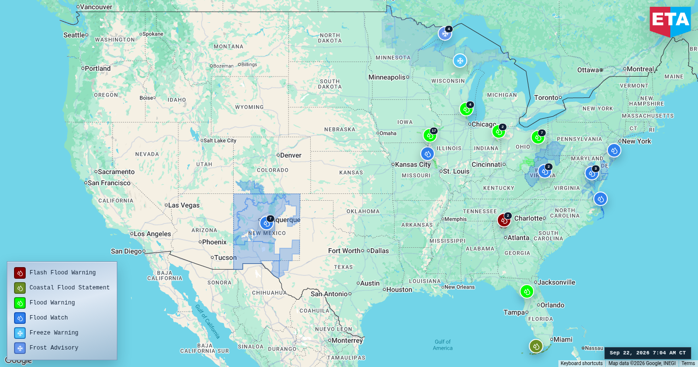 U.S. freight weather impact map