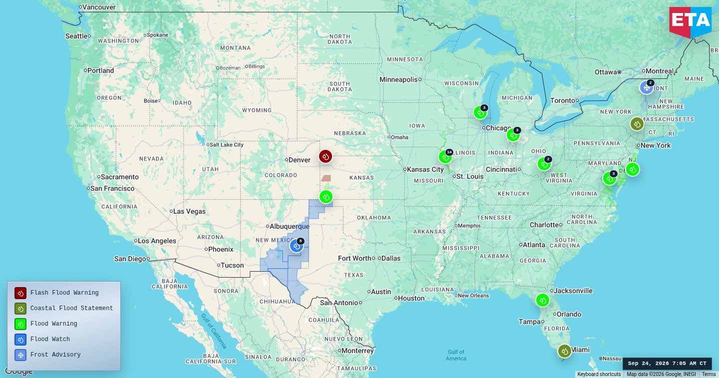 U.S. freight weather impact map