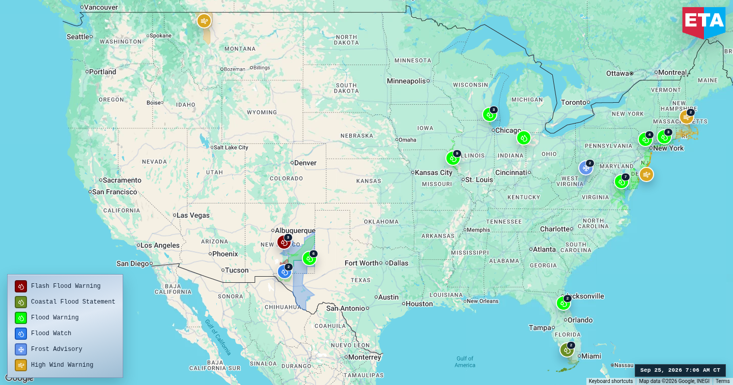 U.S. freight weather impact map