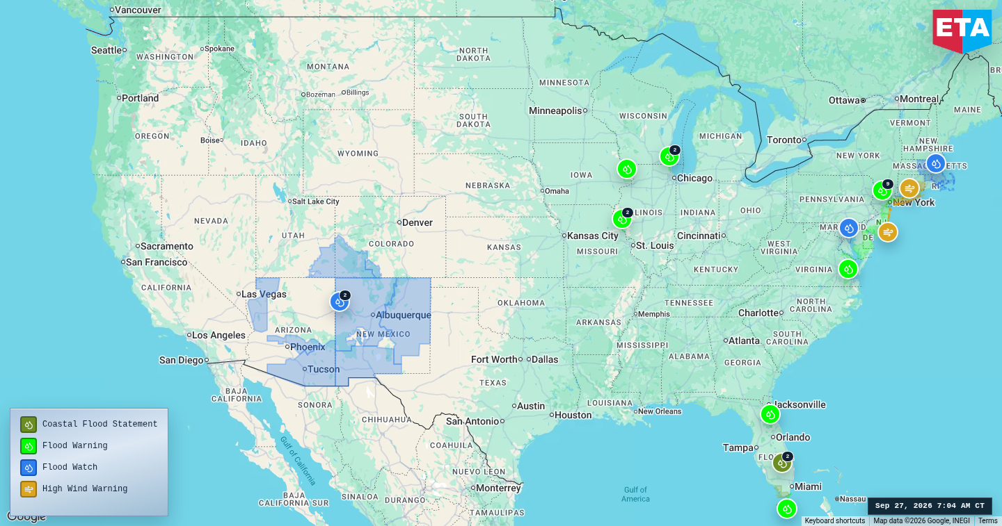 U.S. freight weather impact map