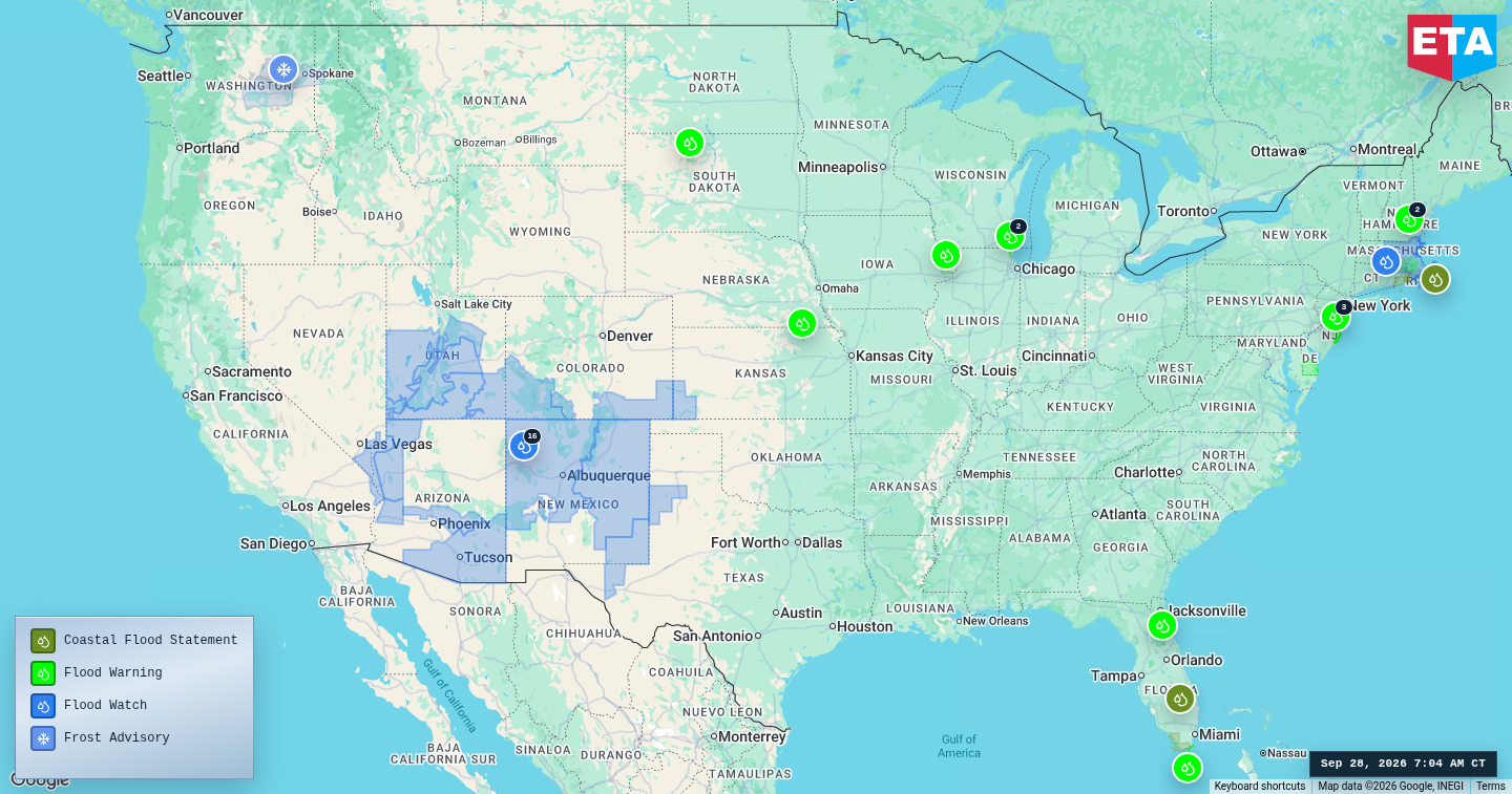 U.S. freight weather impact map