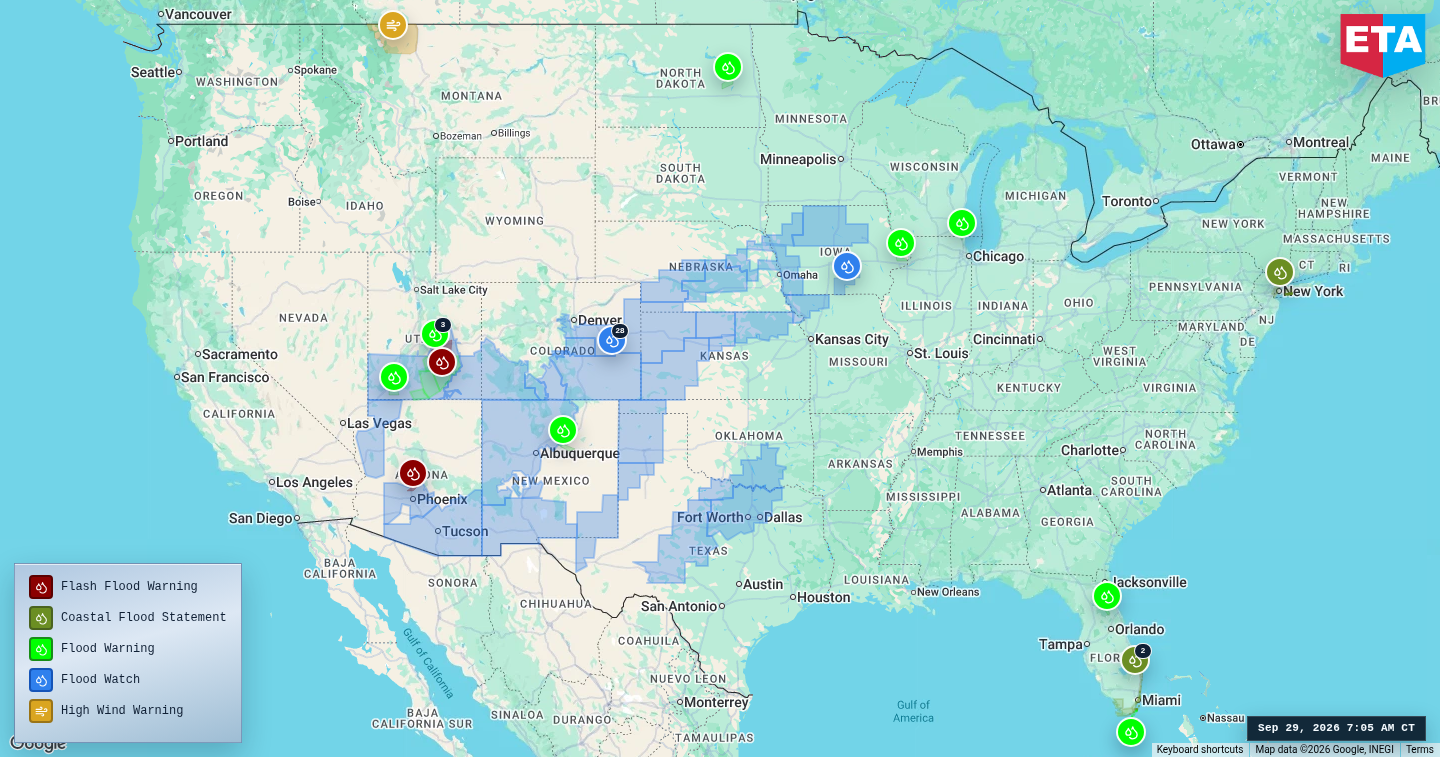 U.S. freight weather impact map