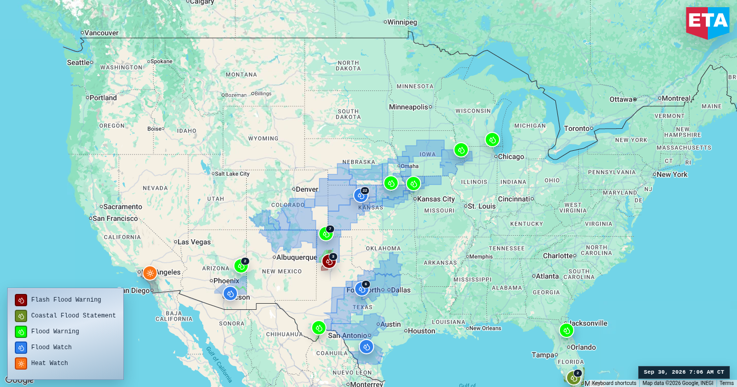 U.S. freight weather impact map