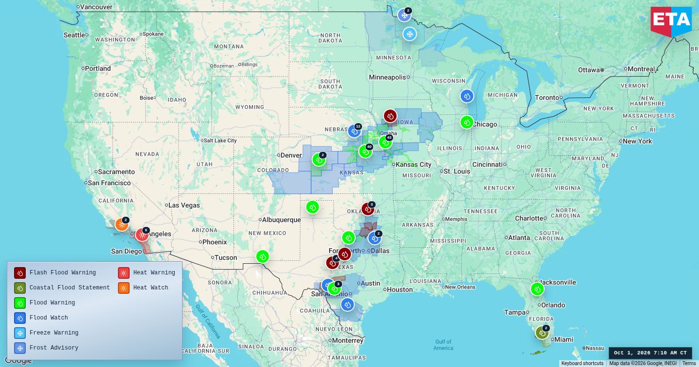 U.S. freight weather impact map