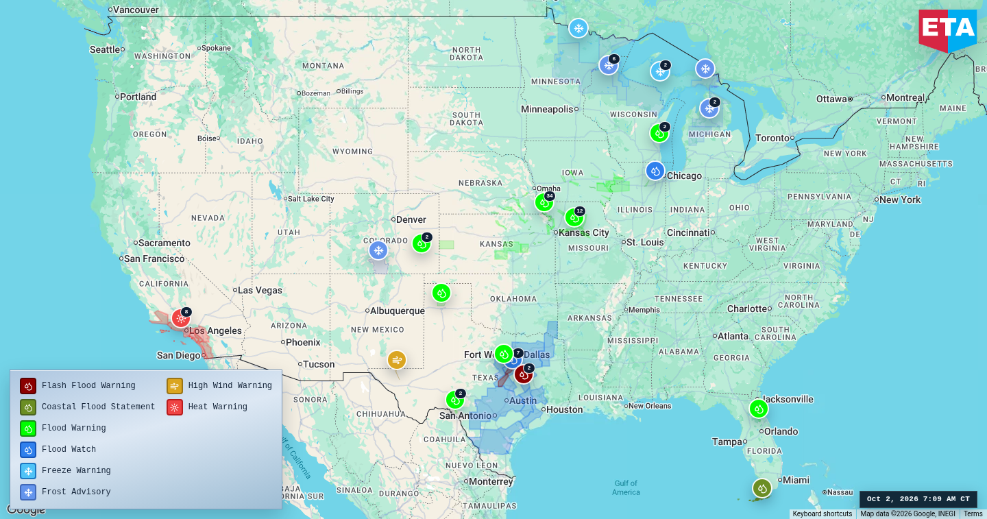 U.S. freight weather impact map