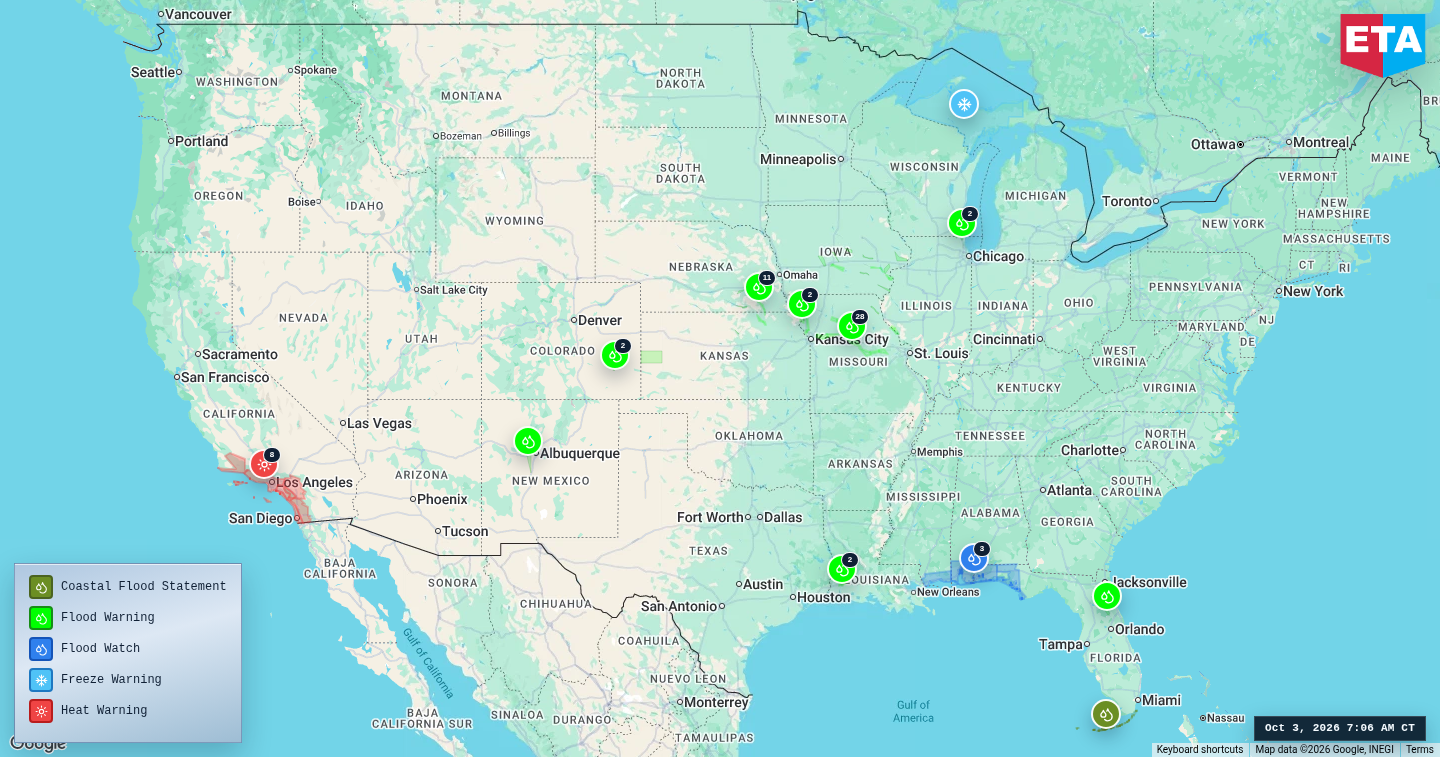 U.S. freight weather impact map