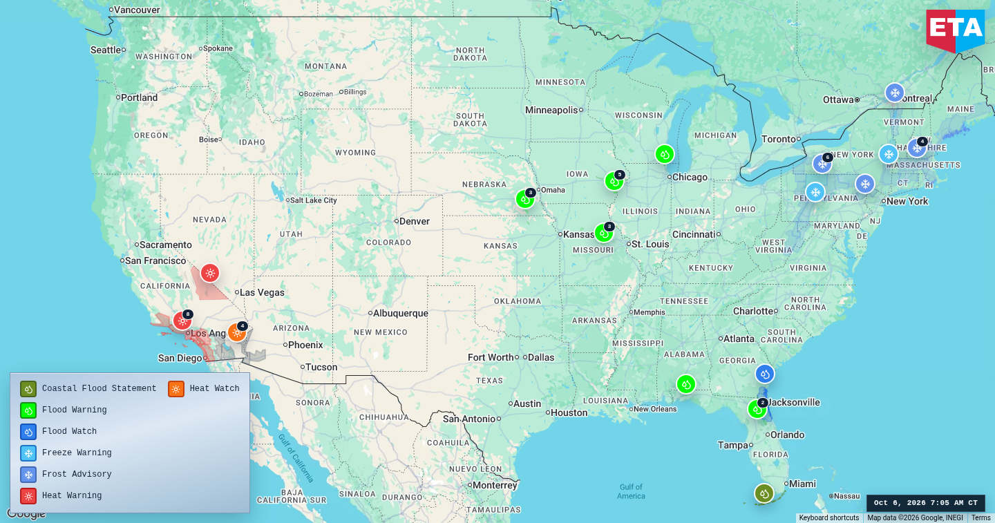 U.S. freight weather impact map