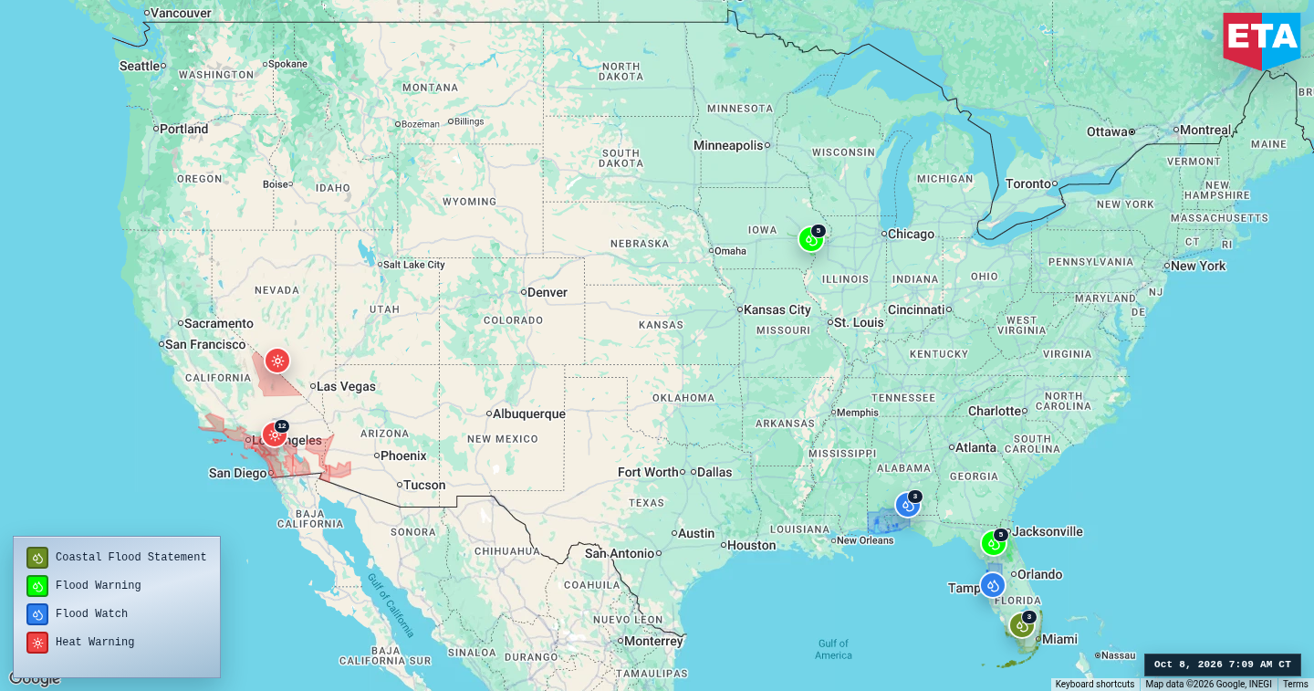 U.S. freight weather impact map