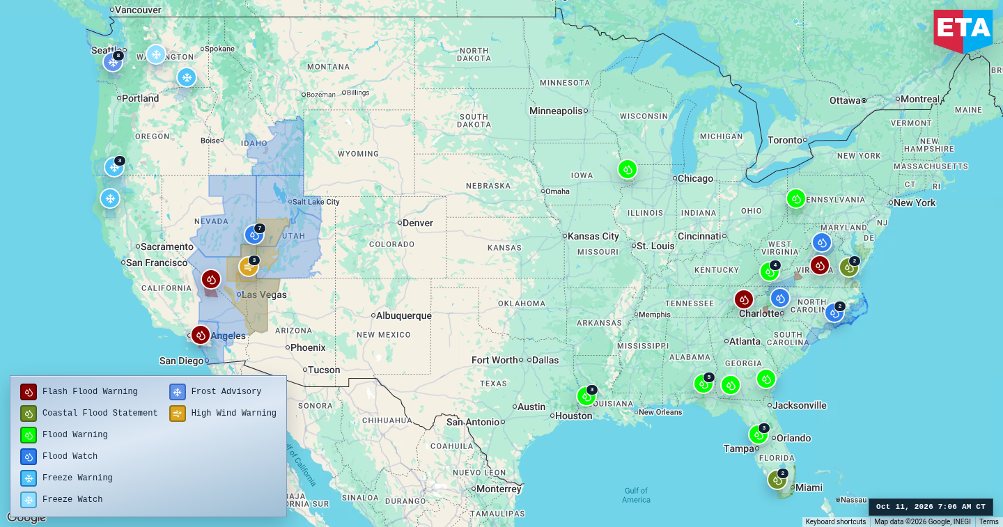 U.S. freight weather impact map