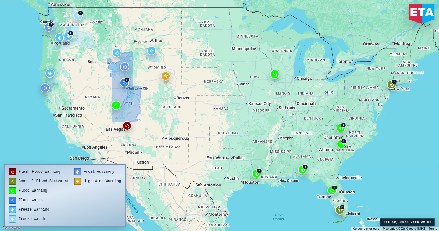 U.S. freight weather impact map