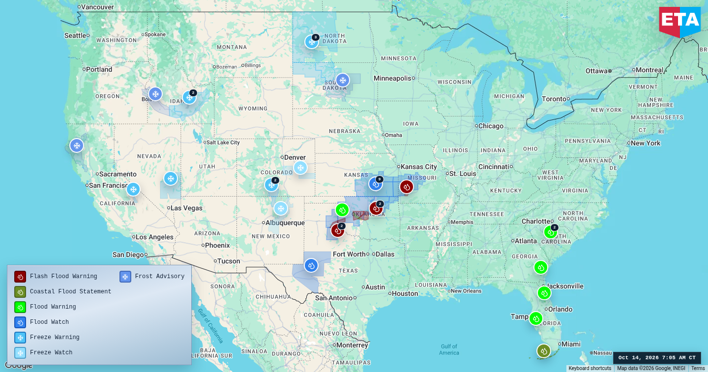 U.S. freight weather impact map