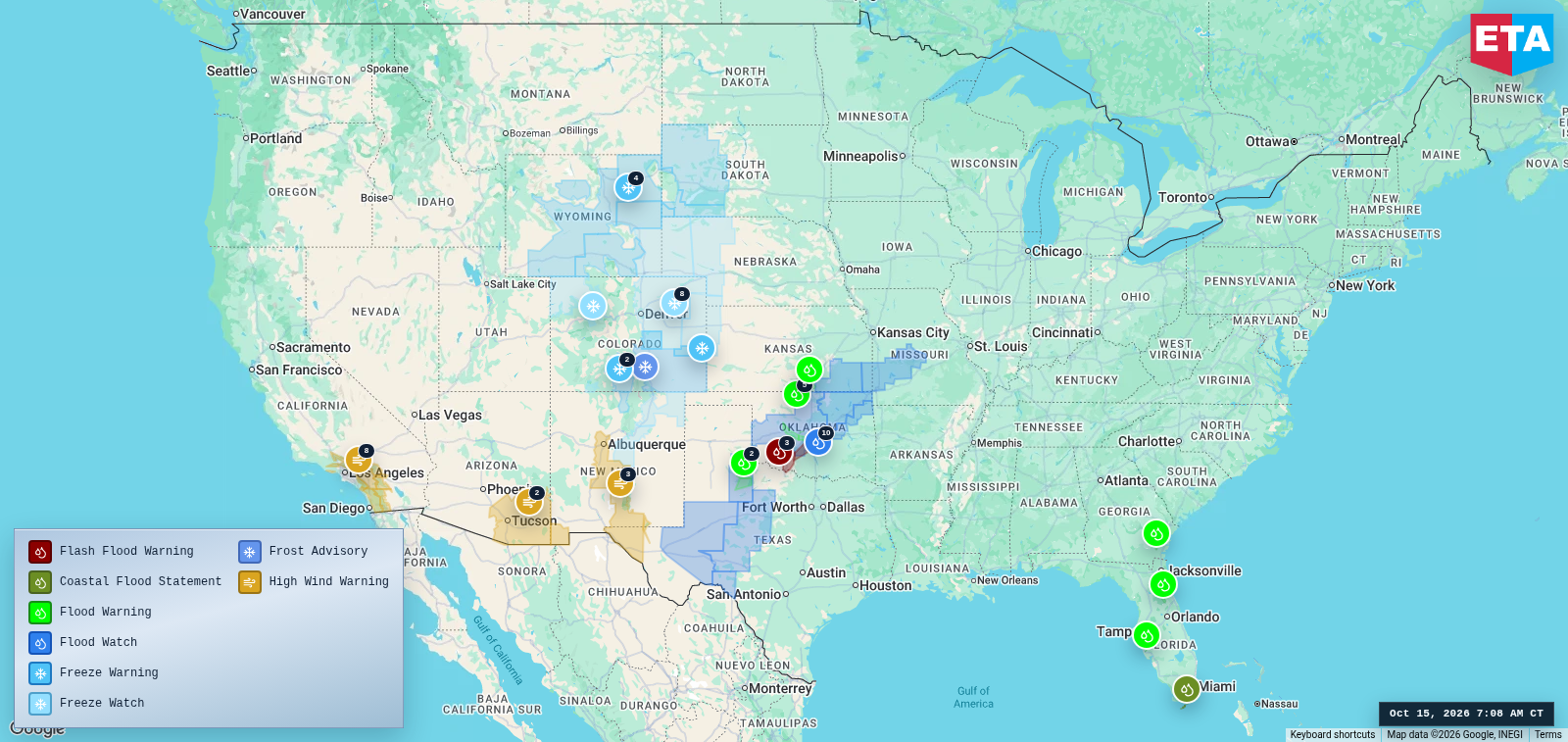 U.S. freight weather impact map