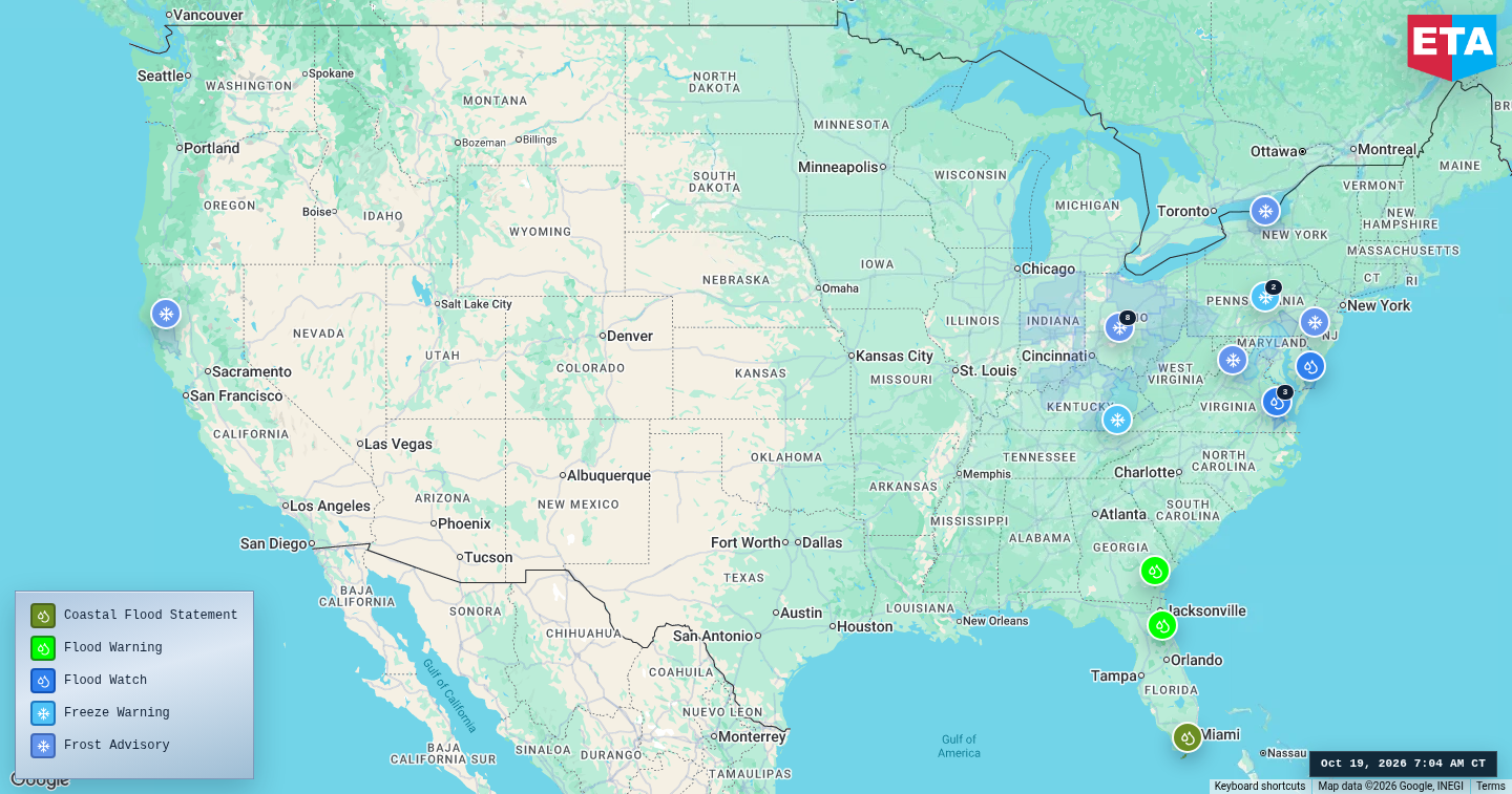 U.S. freight weather impact map