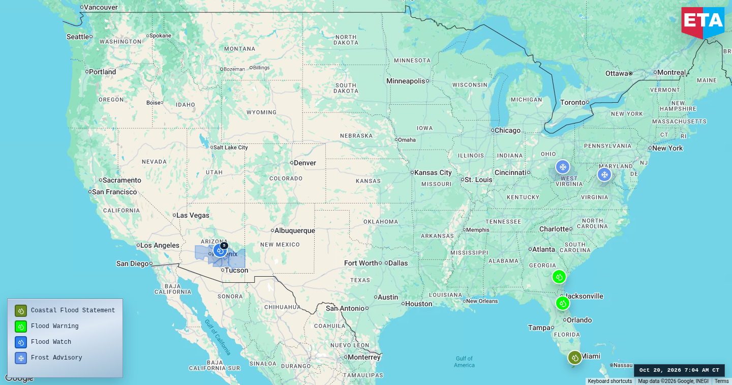 U.S. freight weather impact map