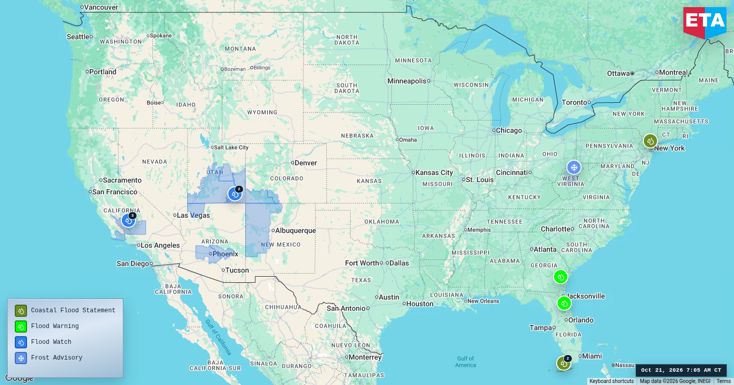 U.S. freight weather impact map