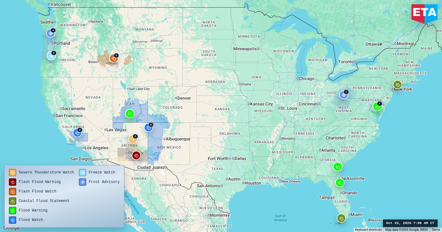 U.S. freight weather impact map