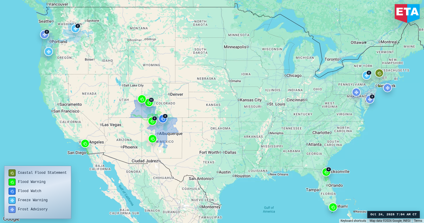 U.S. freight weather impact map