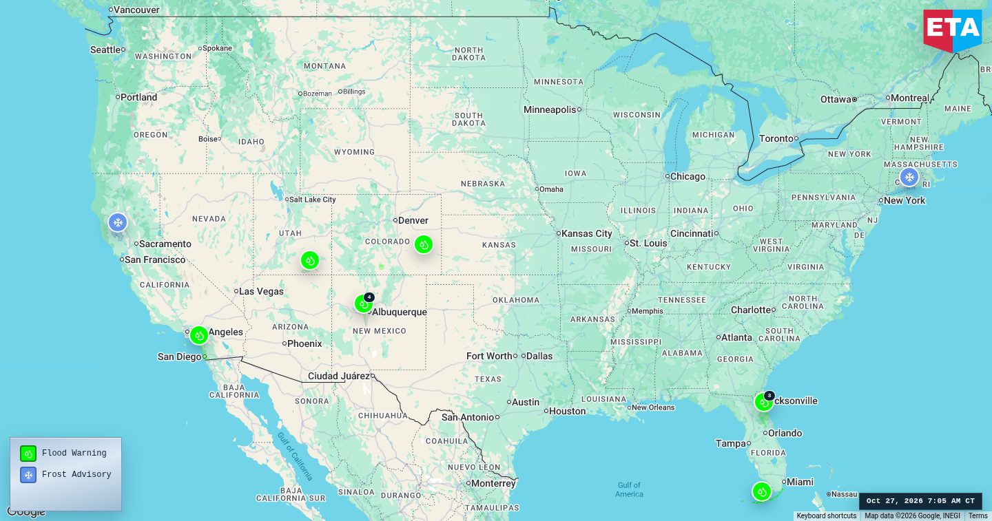U.S. freight weather impact map