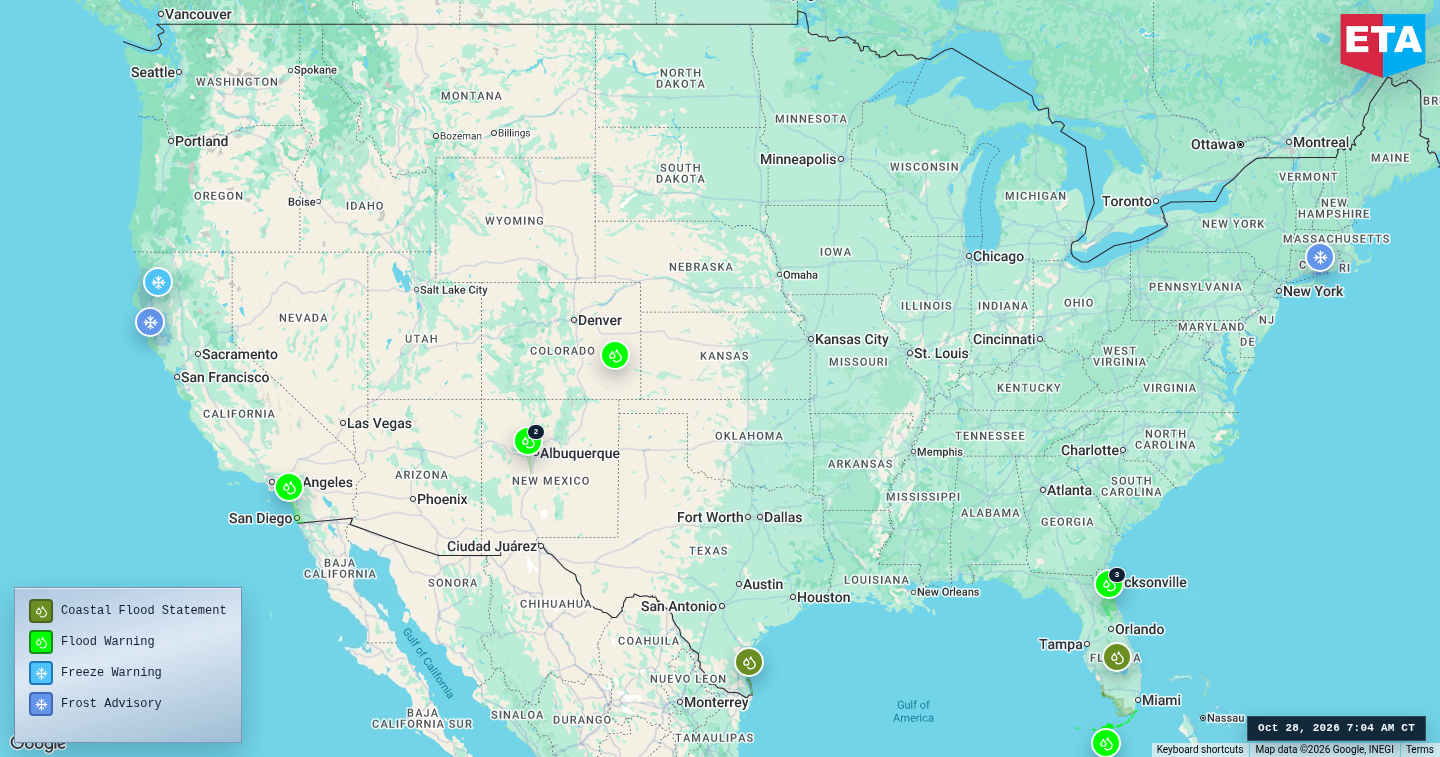 U.S. freight weather impact map
