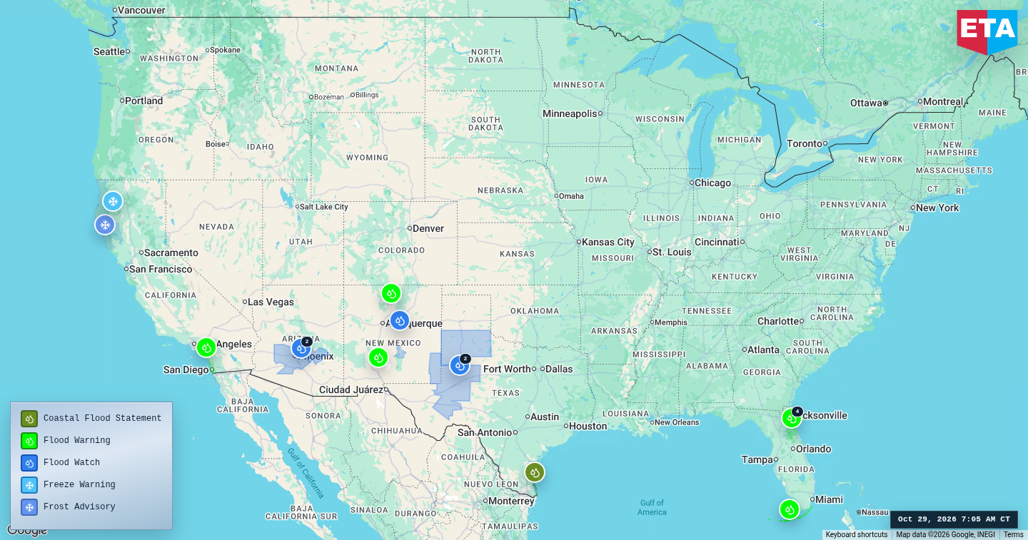 U.S. freight weather impact map