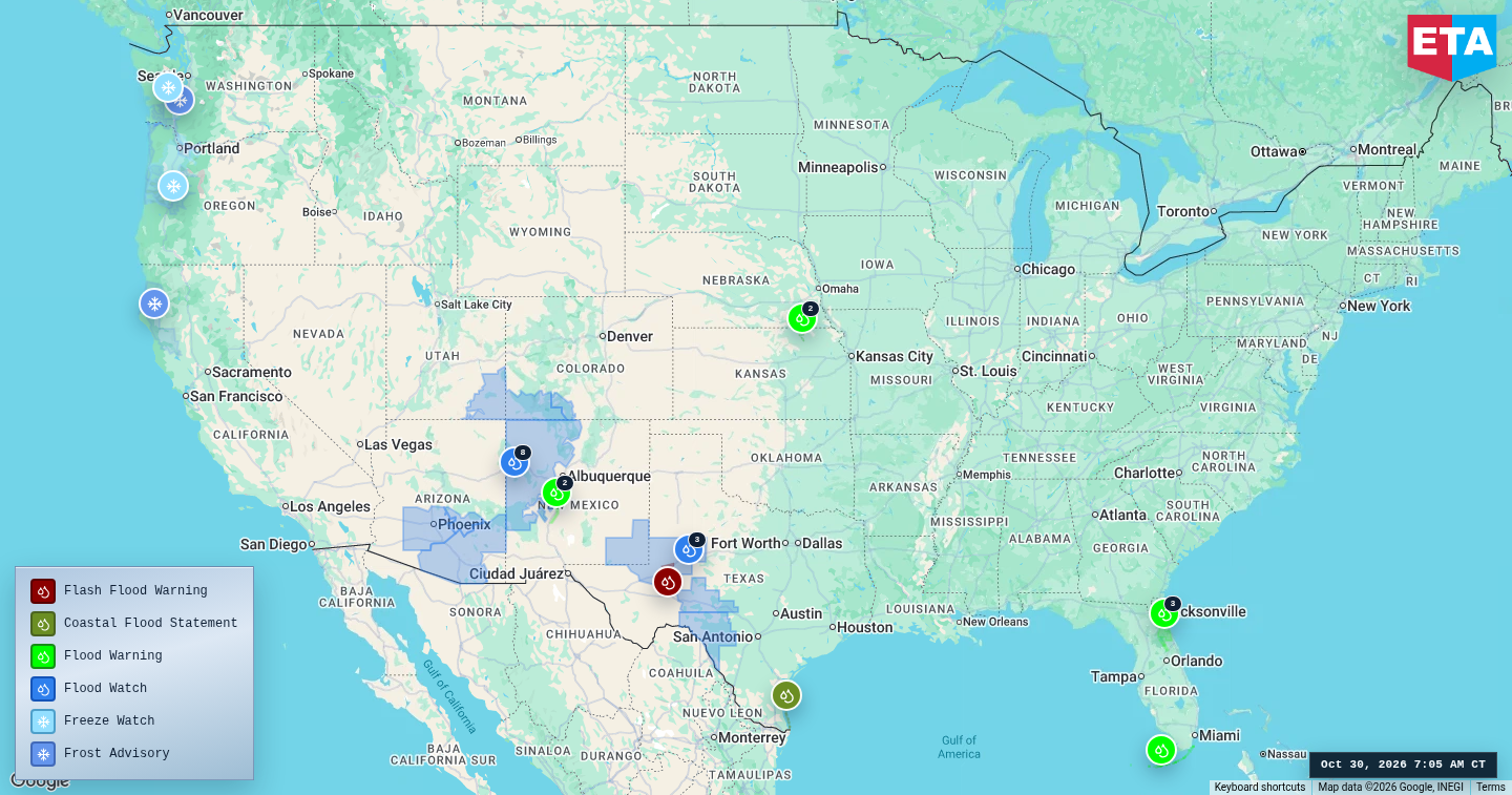 U.S. freight weather impact map