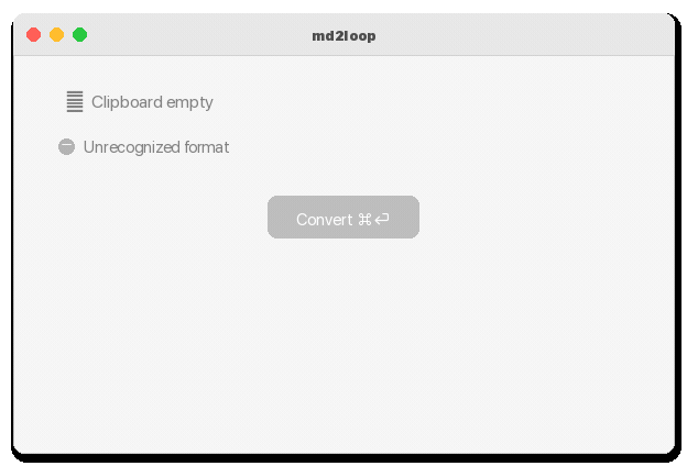 md2loop demo — converting between Markdown and Loop