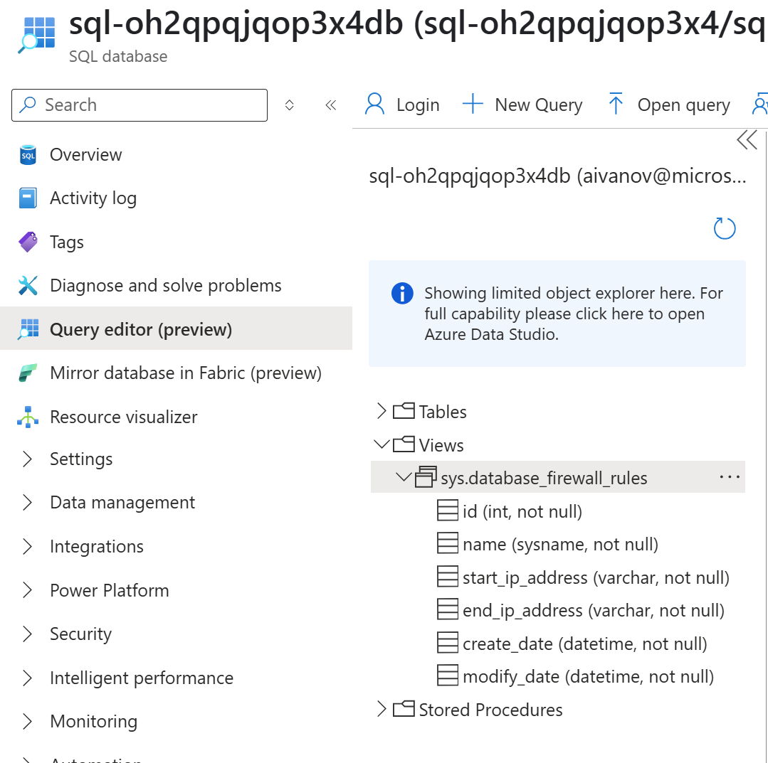 test for sql db