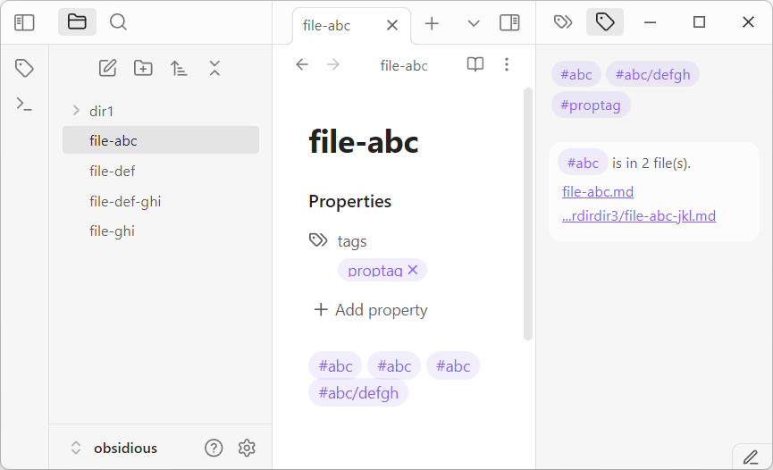 Screenshot Current File Tags