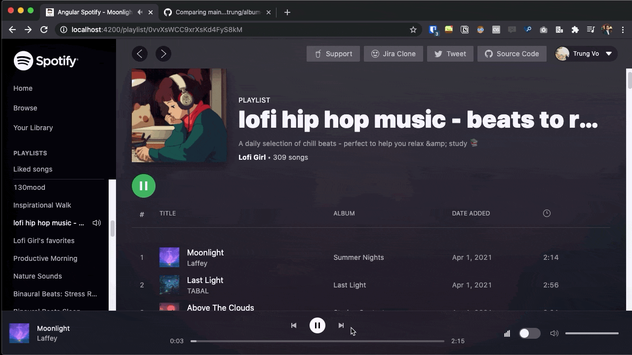 Angular Spotify Blurry Background