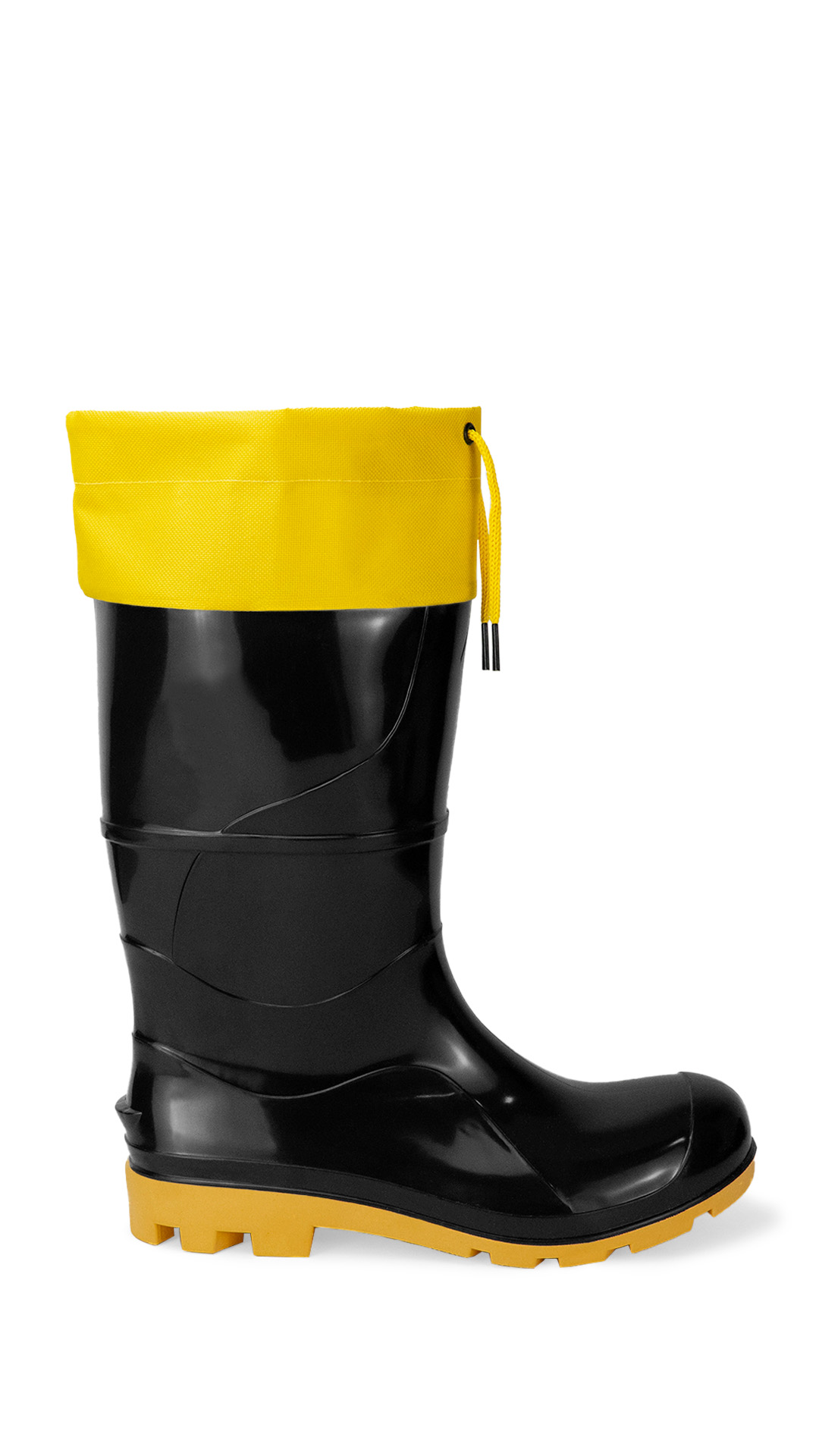 224 BOTA PVC PRETA CANO MÉDIO COM POLAINA