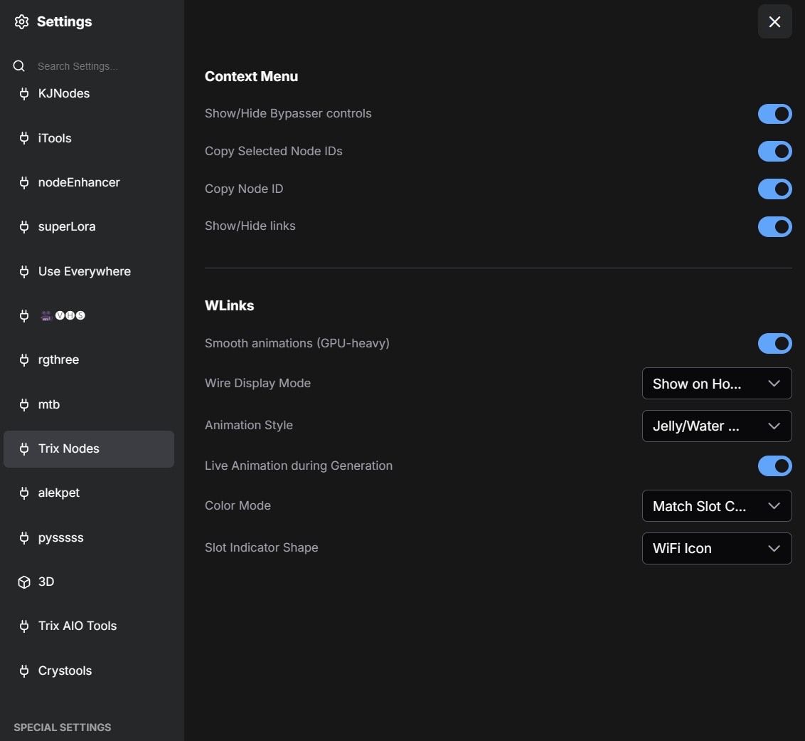 Settings Panel