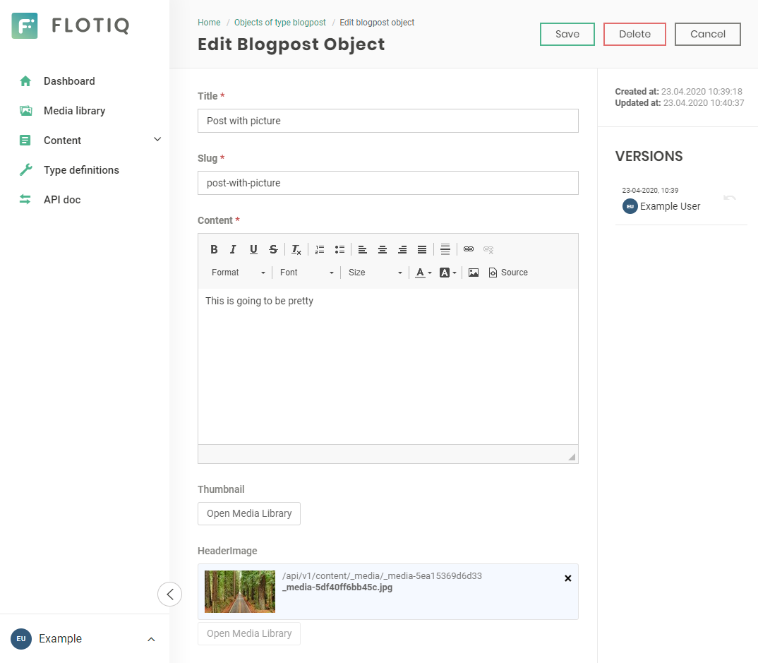 Managing posts using Flotiq