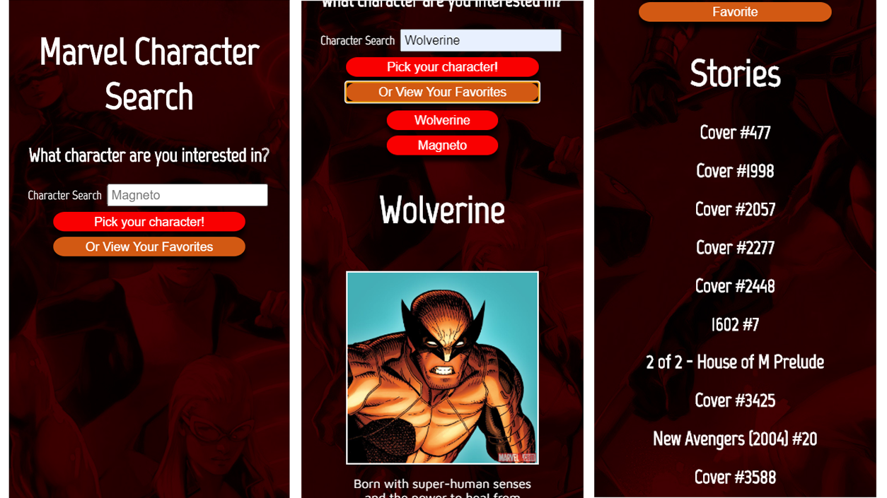 Marvel Searcher Travis Simpkins Web Development Portfolio