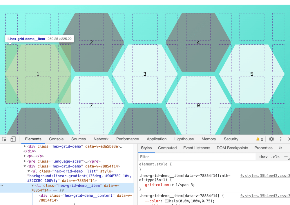 Hexagonal Grid Layout Demo