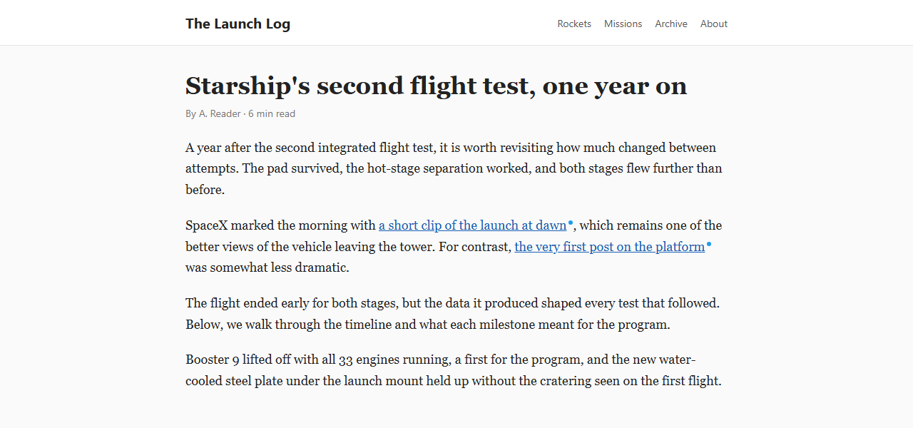 An article with two x.com links, each followed by a small blue dot.