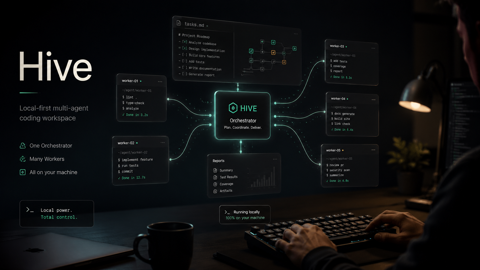 Hive local-first multi-agent collaboration workspace hero image
