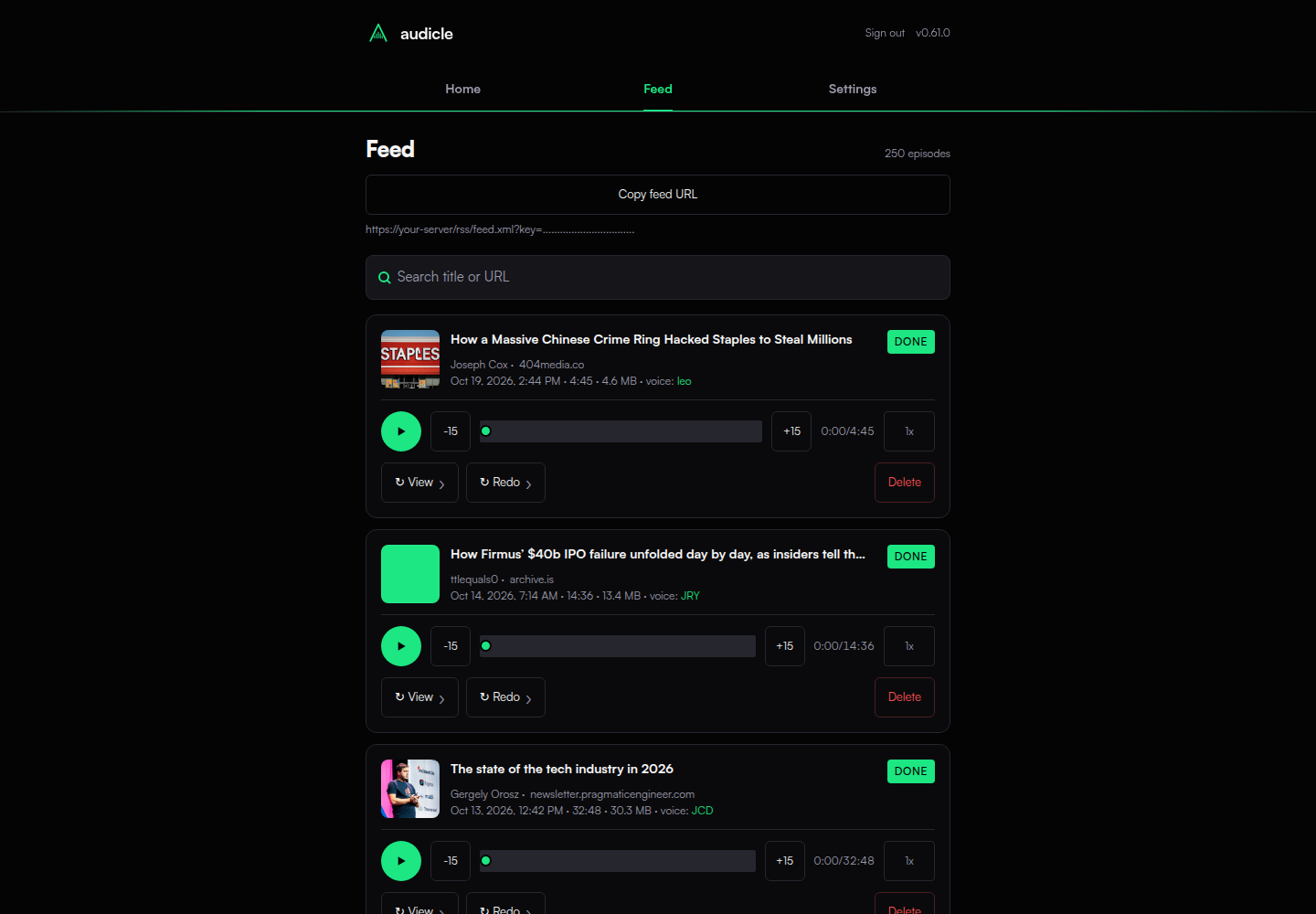 Feed, desktop