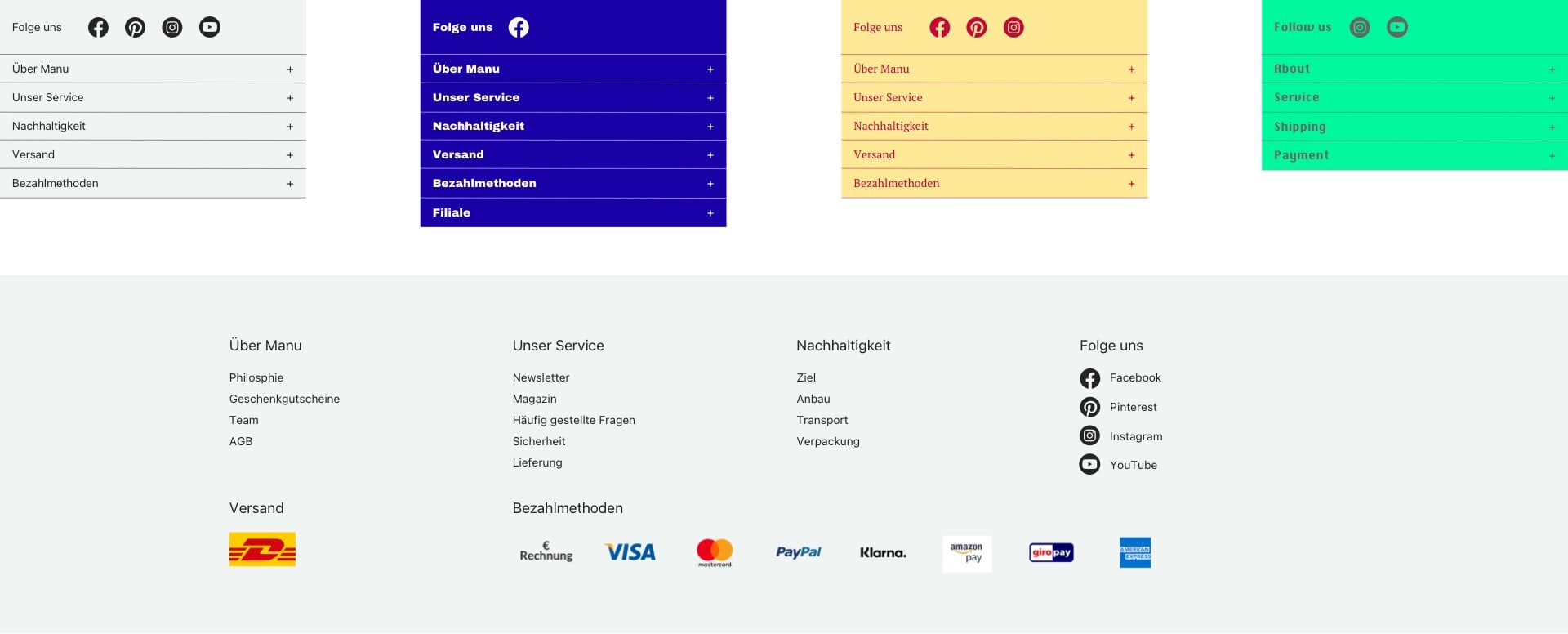 Unterschiedliches Design des Footers ist mit dem Theme möglich