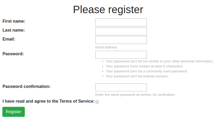 Registration Page