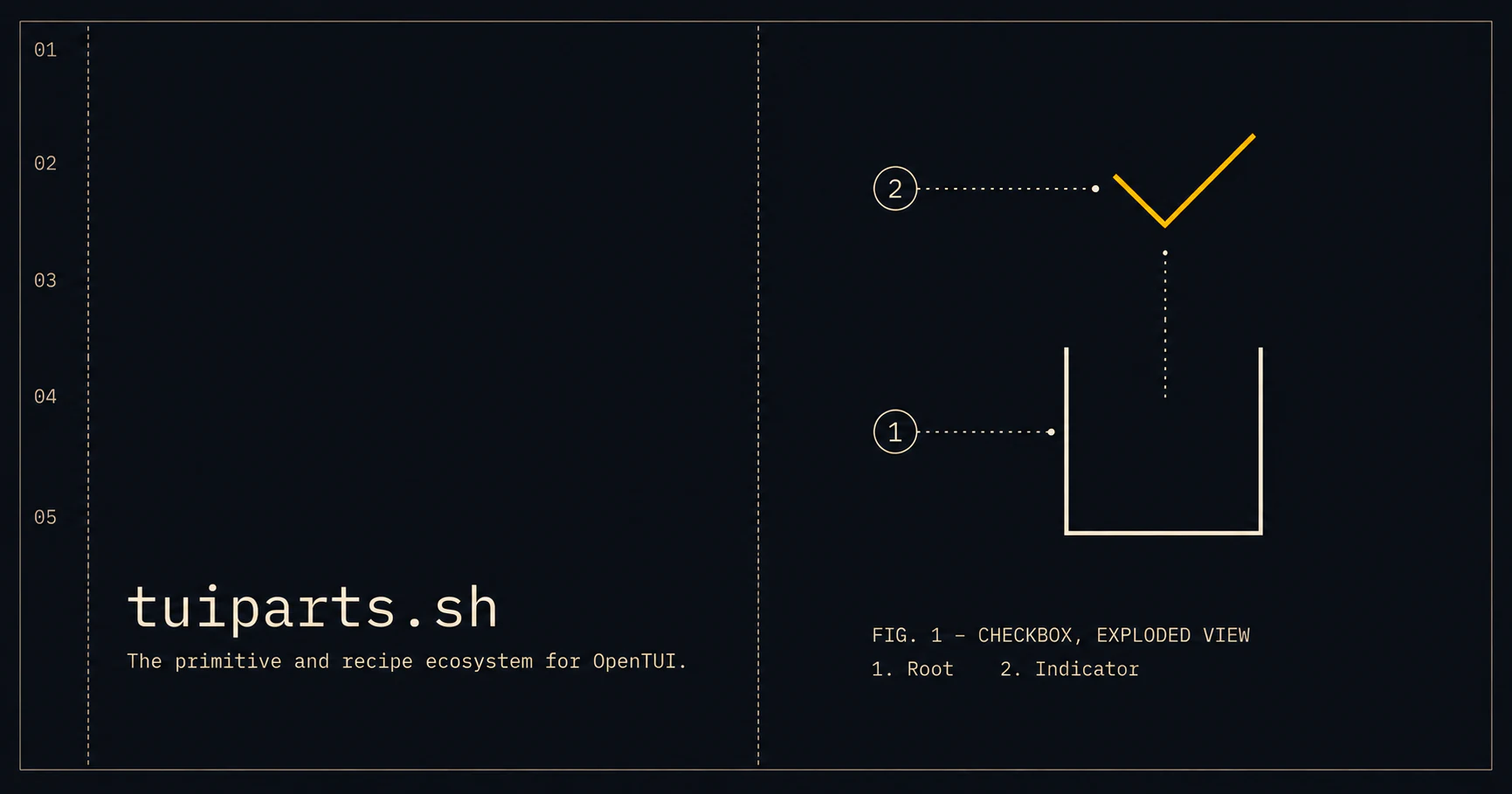 tuiparts.sh, the OpenTUI Primitive and Recipe ecosystem