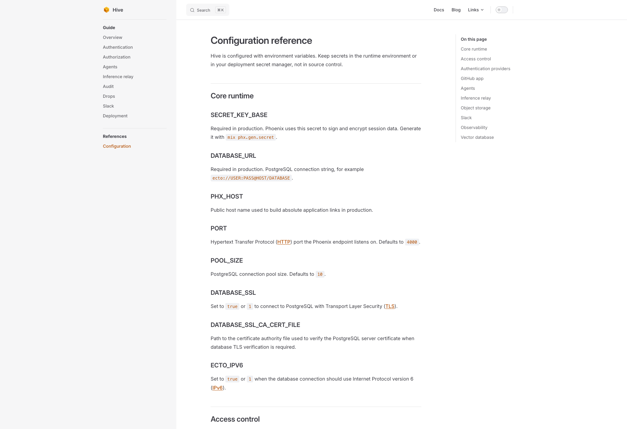 Configuration reference